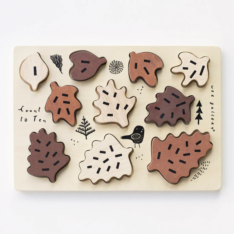 Count to 10 Leaves Wooden Tray Puzzle